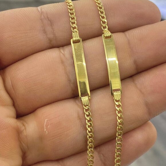 Bracelet 5.5" Baby ID Personalized Jewelry 10K Real Gold Newborn - Picture 2 of 7